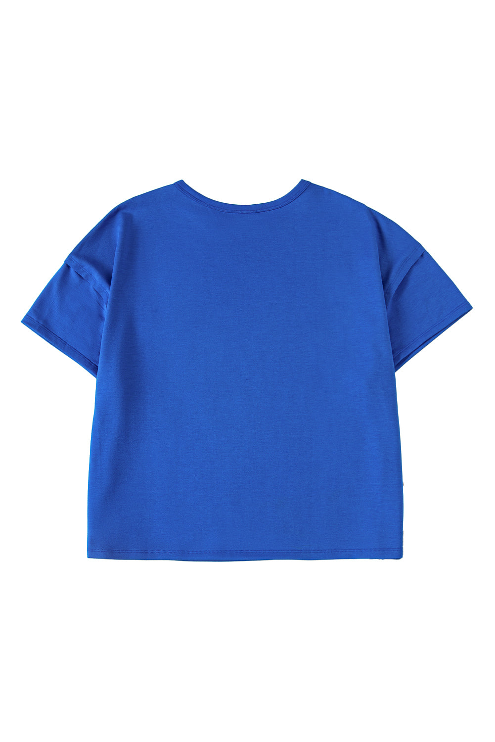 Blue Patched Pocket Exposed Seam Oversize T-shirt