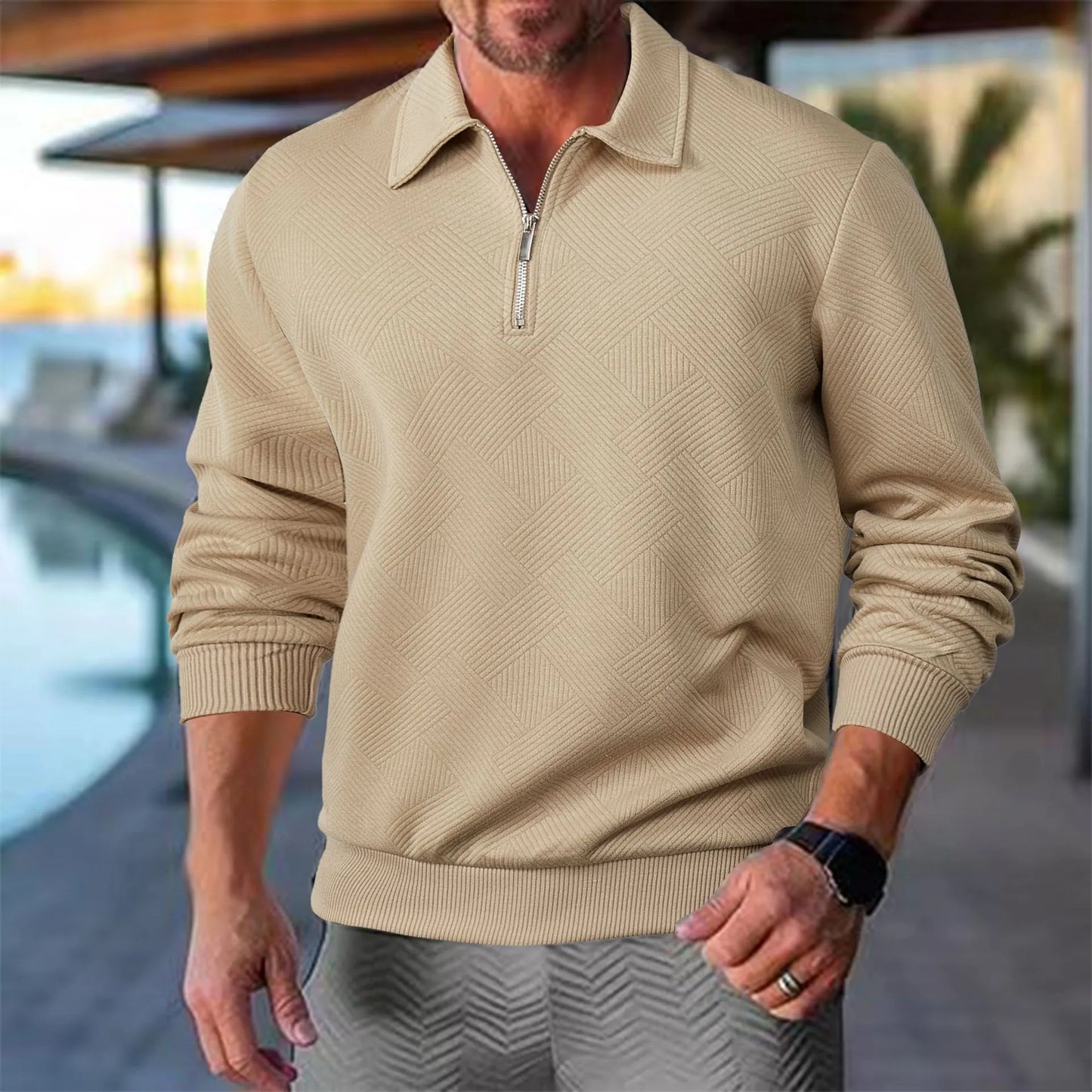 Men’s half-zip stand collar sweater