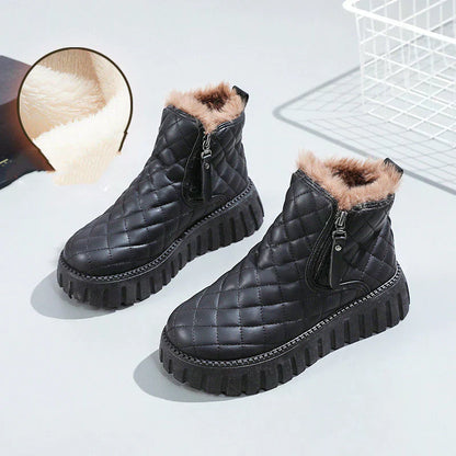Warm platform side-zip boots – women