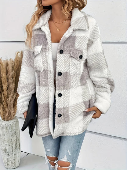 Alice fluffy check jacket – women