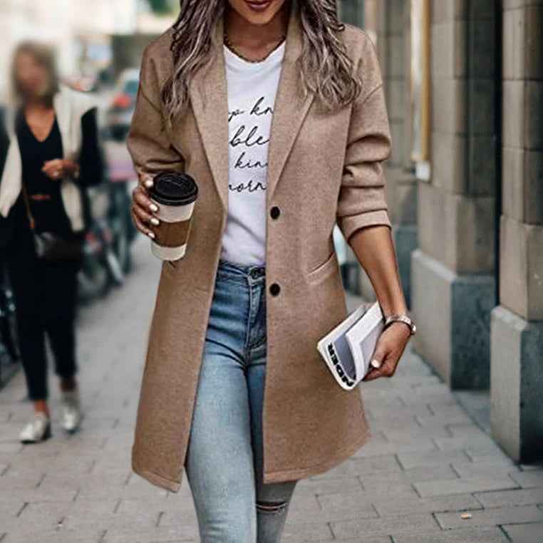 Women’s longline blazer coat slim fit office wear – women
