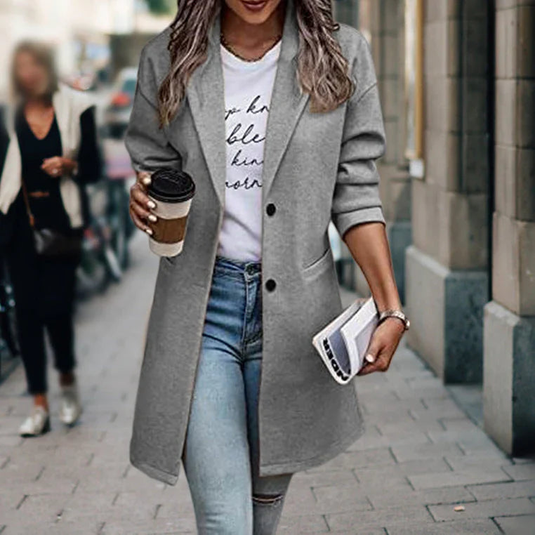 Women’s longline blazer coat slim fit office wear – women