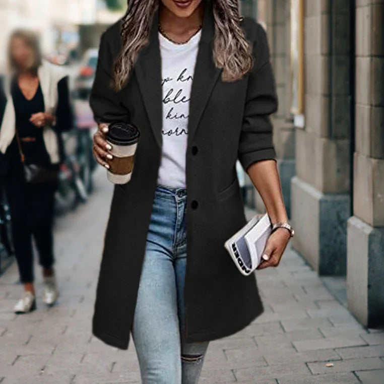Women’s longline blazer coat slim fit office wear – women
