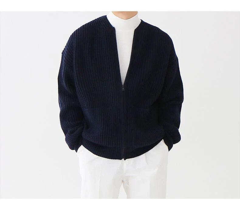 Men’s zip knit cardigan with front pockets – men