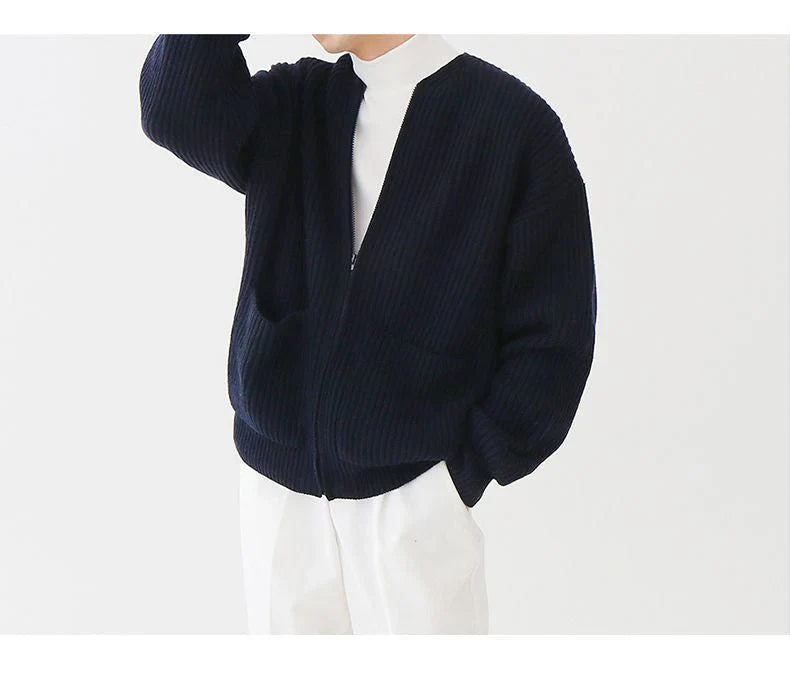 Men’s zip knit cardigan with front pockets – men