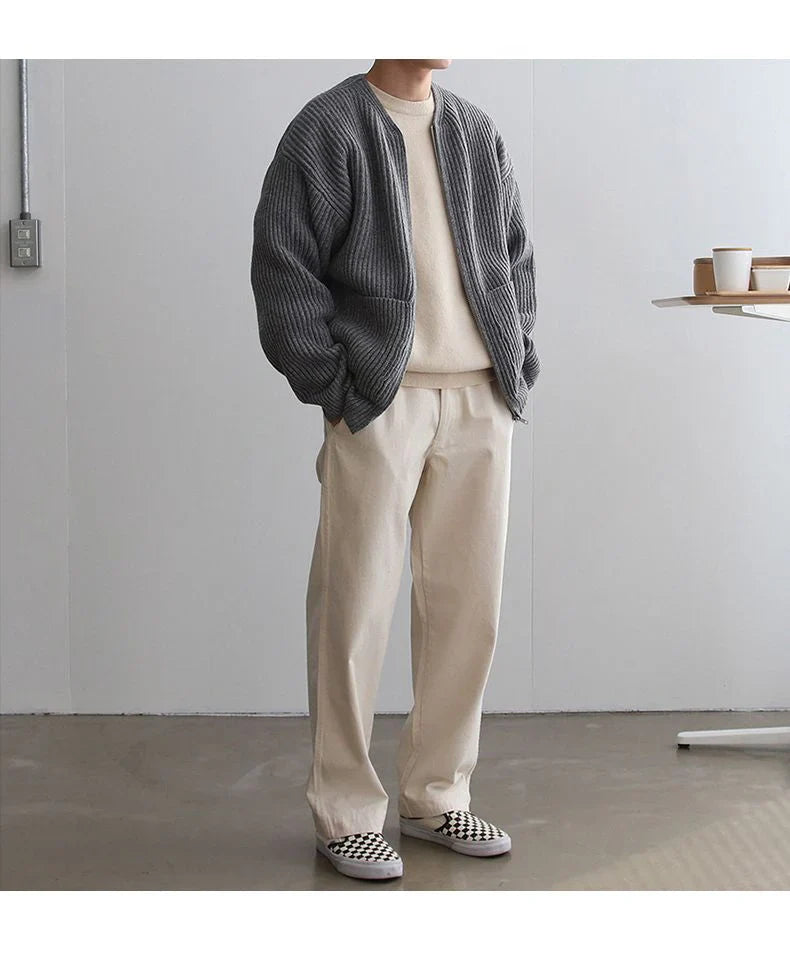 Men’s zip knit cardigan with front pockets – men