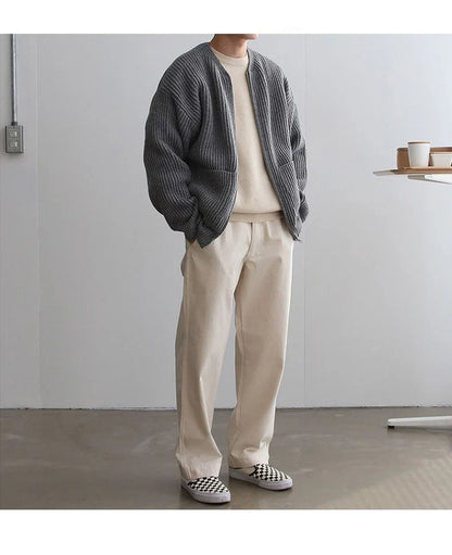 Men’s zip knit cardigan with front pockets – men