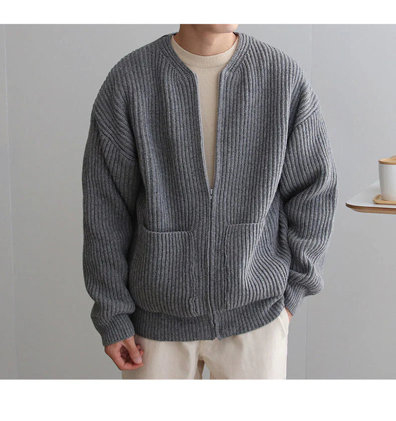 Men’s zip knit cardigan with front pockets – men
