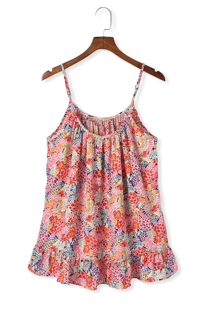 Multicolor Floral Print Spaghetti Straps Sleeveless Top