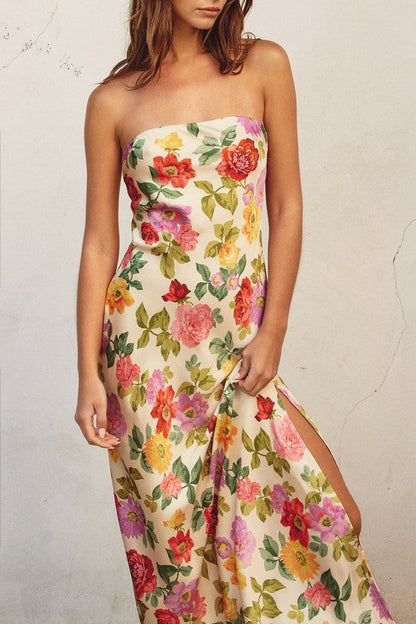 Waitlist 7/20 ♥ Stella Sleeveless Floral Print Maxi Dress Cream