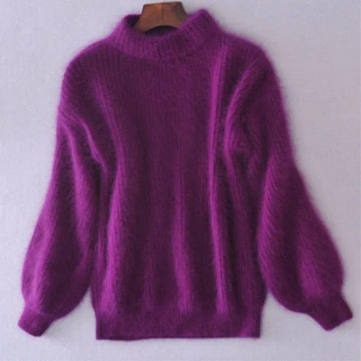 Mohair turtleneck knit sweater – women