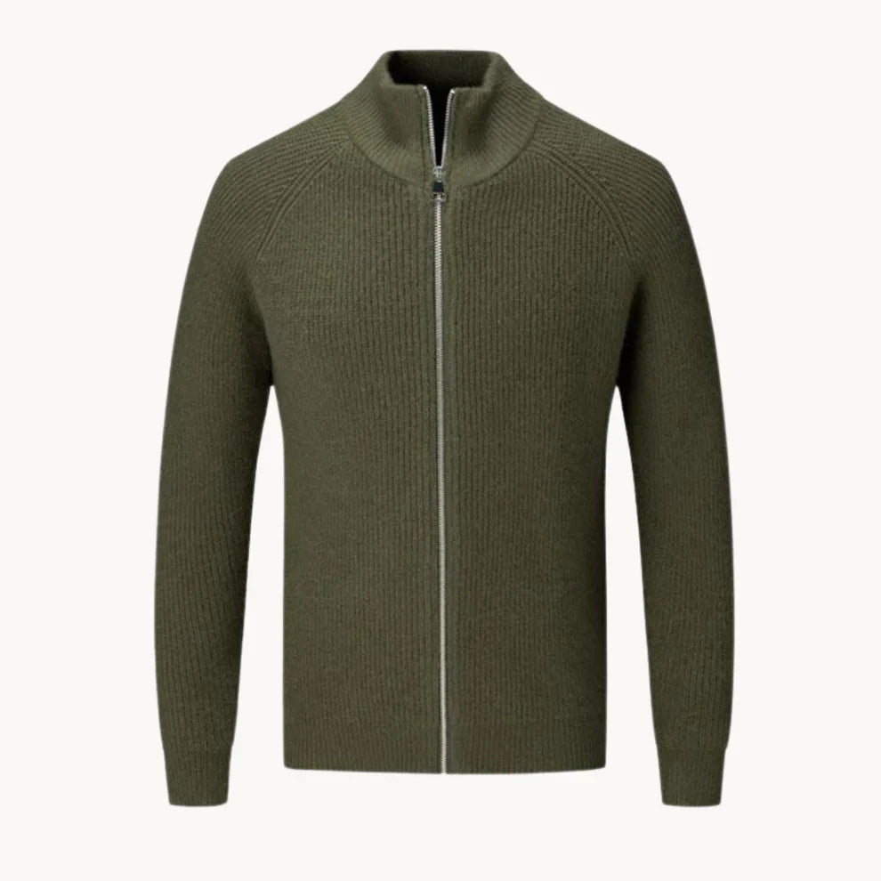 Men's warmer zip-up ribbed knit sweater - men