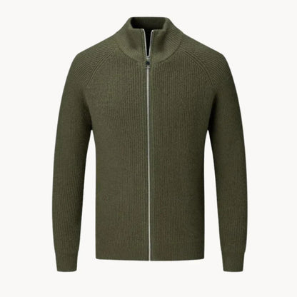 Men's warmer zip-up ribbed knit sweater - men