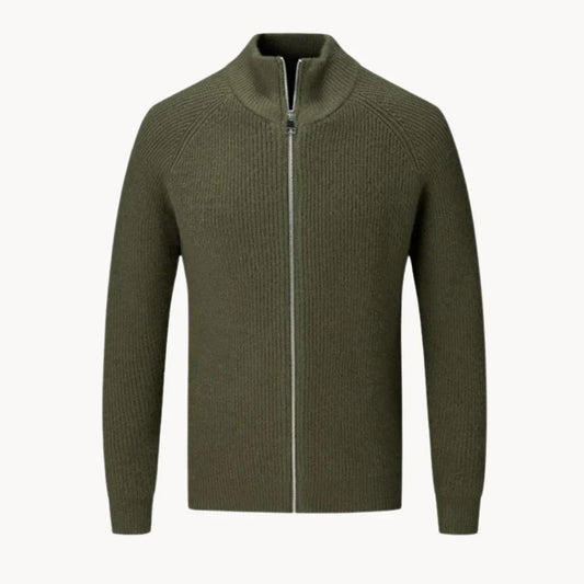 Men's warmer zip-up ribbed knit sweater - men