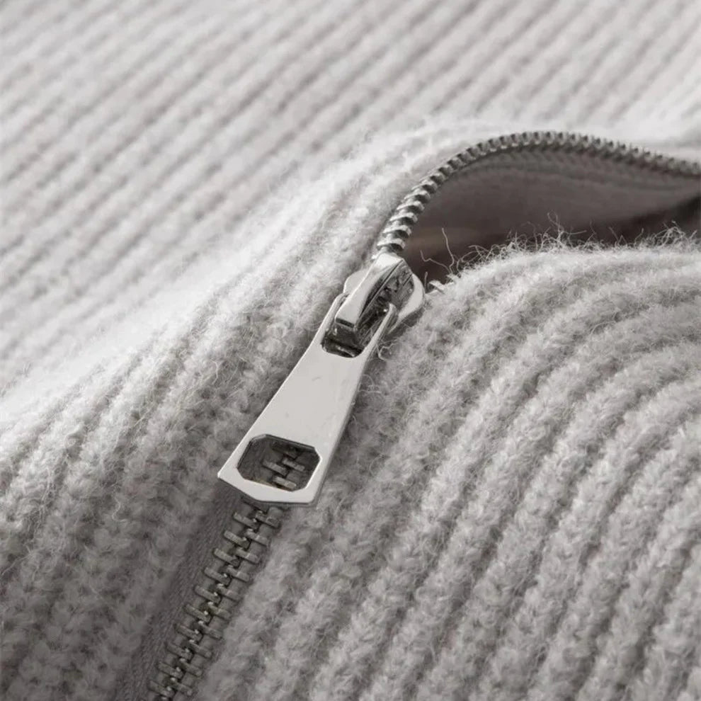 Men's warmer zip-up ribbed knit sweater - men
