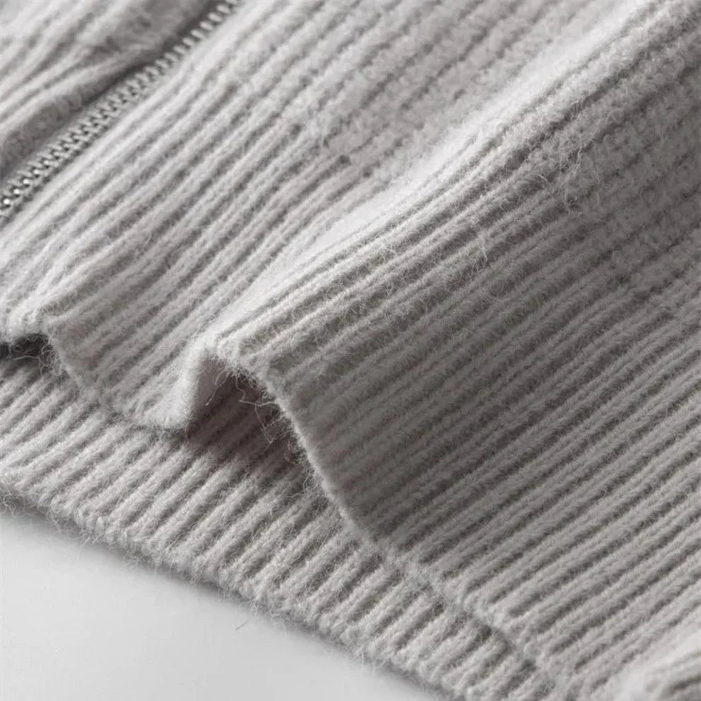 Men's warmer zip-up ribbed knit sweater - men