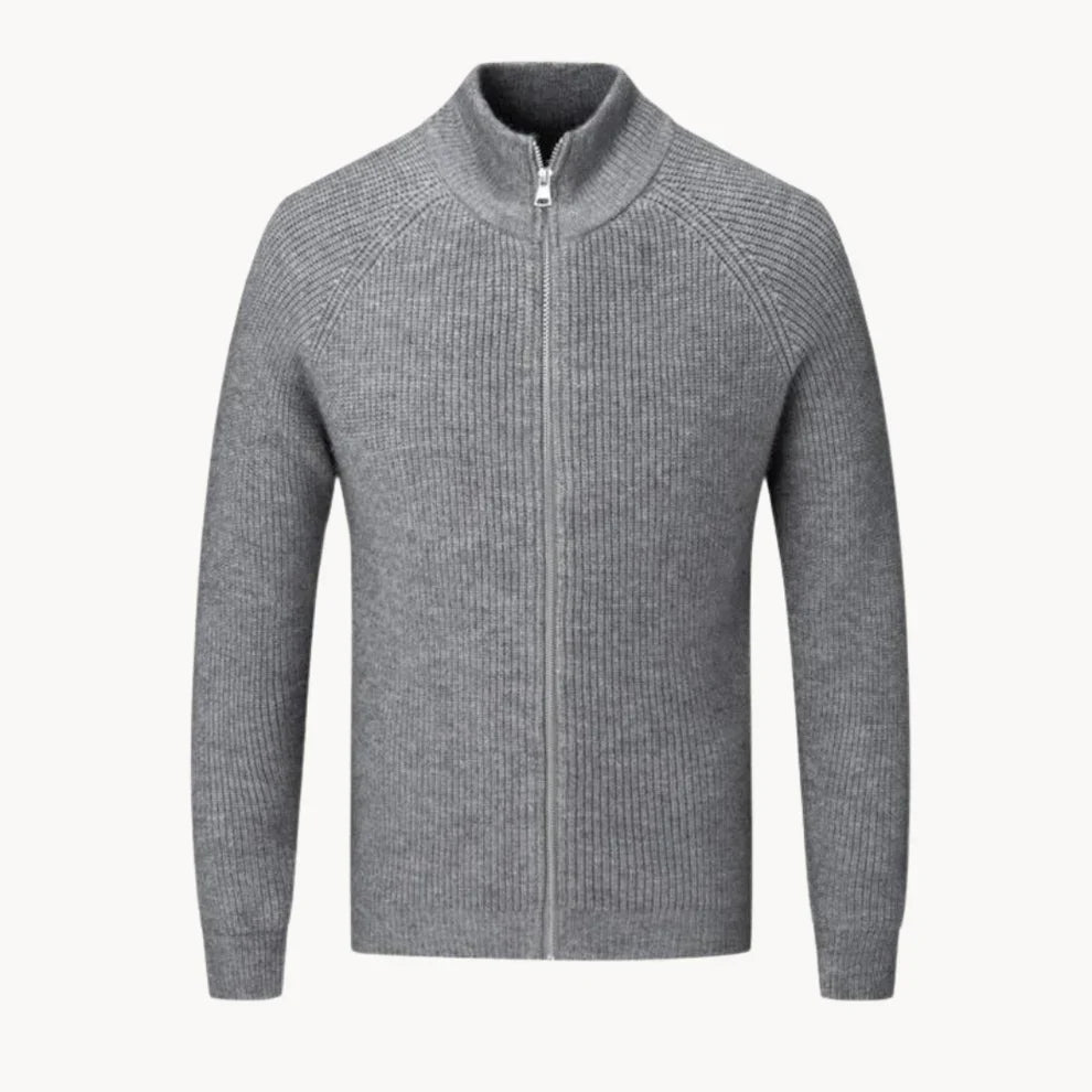 Men's warmer zip-up ribbed knit sweater - men