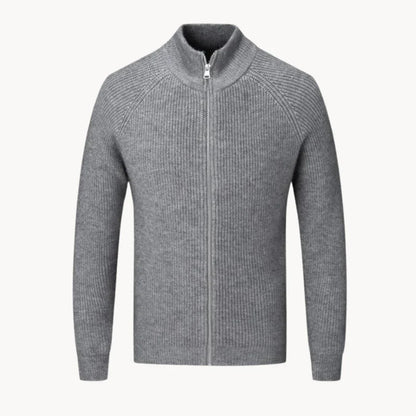 Men's warmer zip-up ribbed knit sweater - men