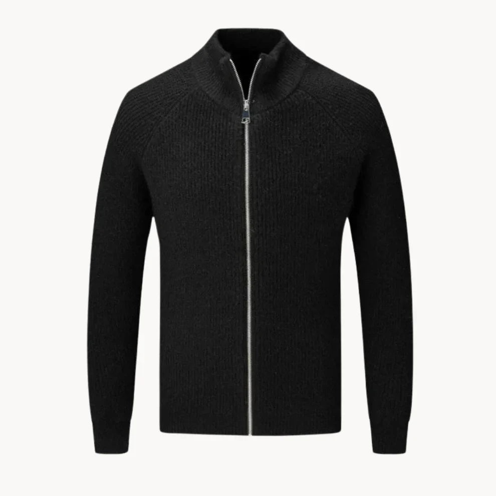 Men's warmer zip-up ribbed knit sweater - men