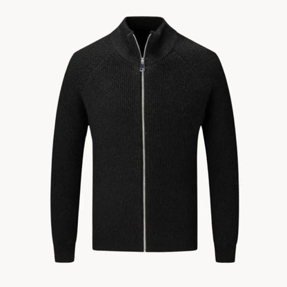 Men's warmer zip-up ribbed knit sweater - men