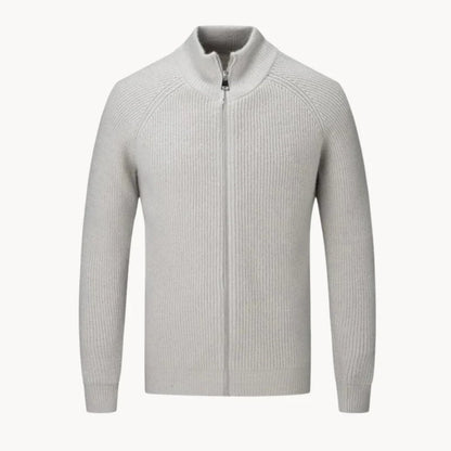 Men's warmer zip-up ribbed knit sweater - men