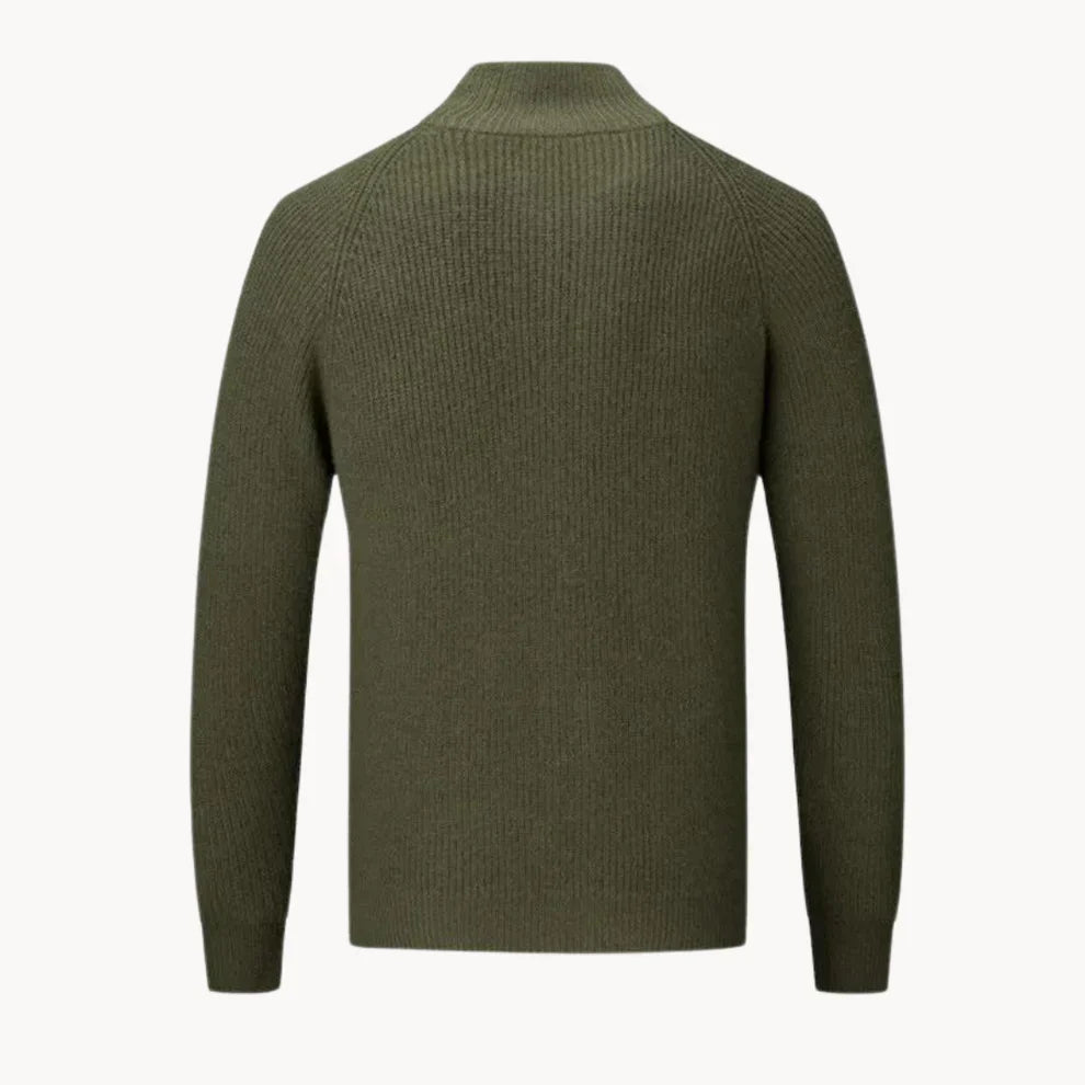 Men's warmer zip-up ribbed knit sweater - men