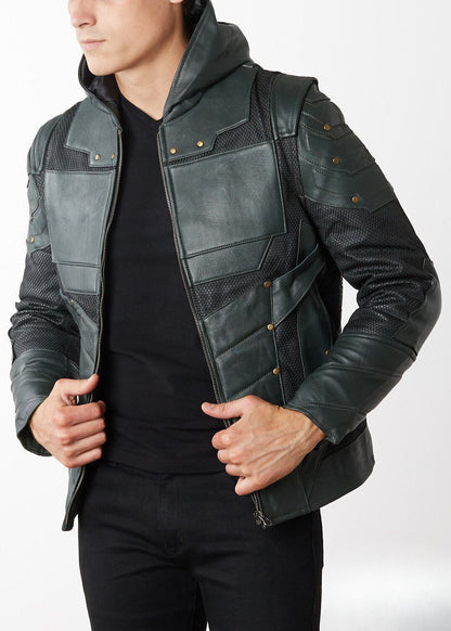 Forest Green Armor Leather Jacket