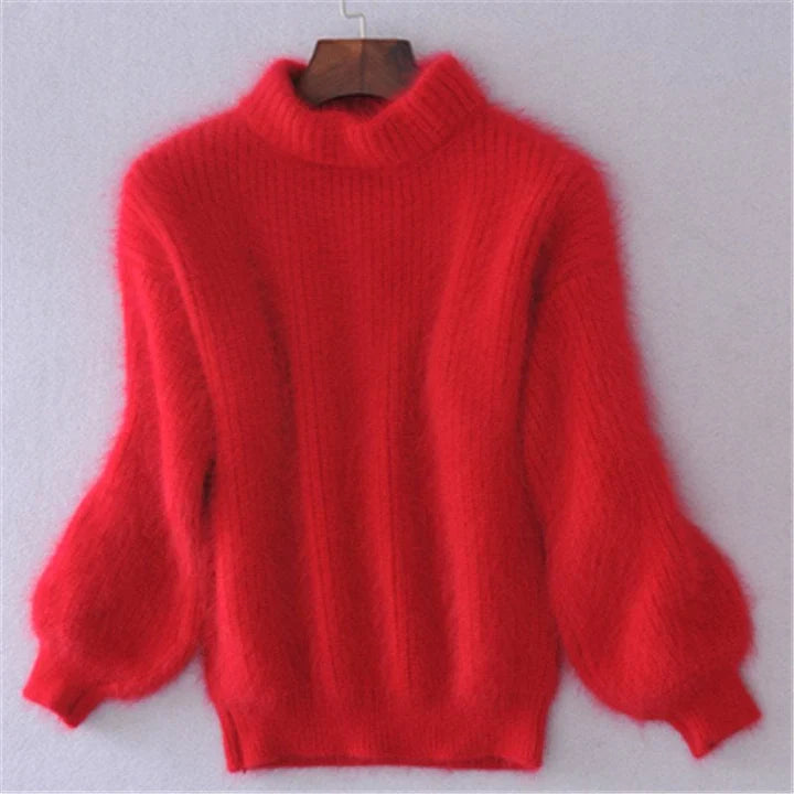 Mohair turtleneck knit sweater – women