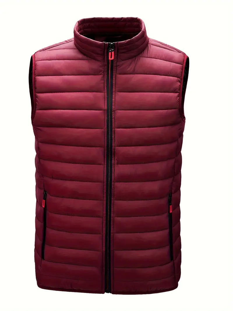 Lightweight bodywarmer vest with stand collar – men