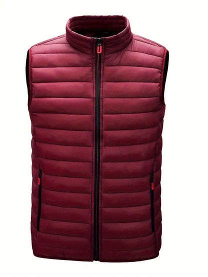 Lightweight bodywarmer vest with stand collar – men