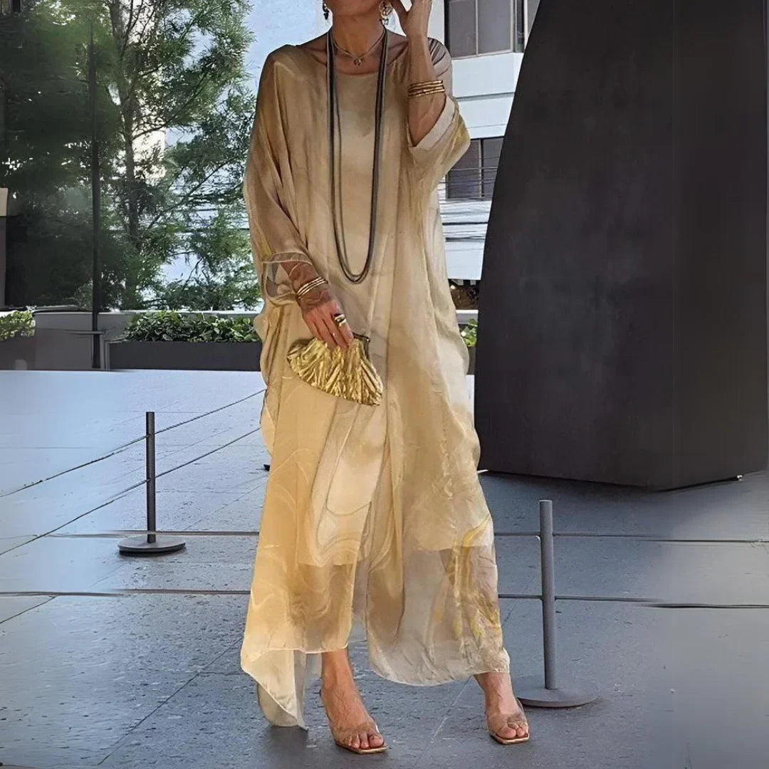 Lightweight summer kaftan dress with print