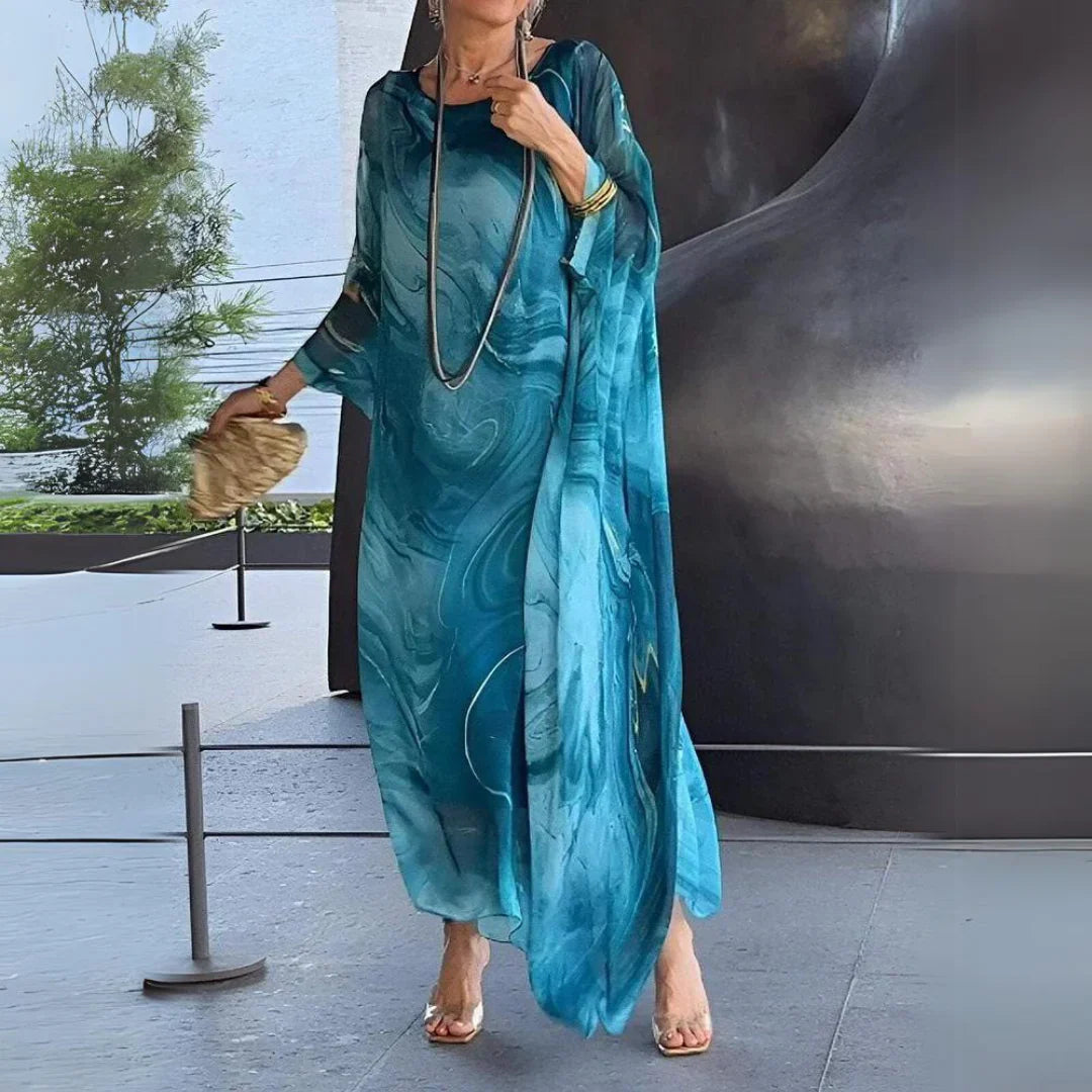 Lightweight summer kaftan dress with print