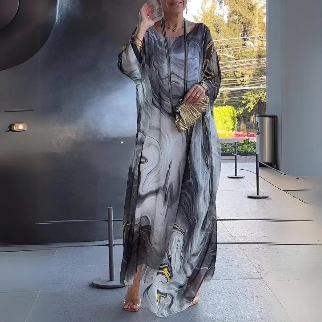 Lightweight summer kaftan dress with print