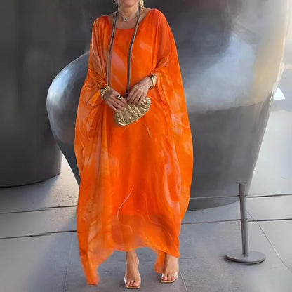 Lightweight summer kaftan dress with print