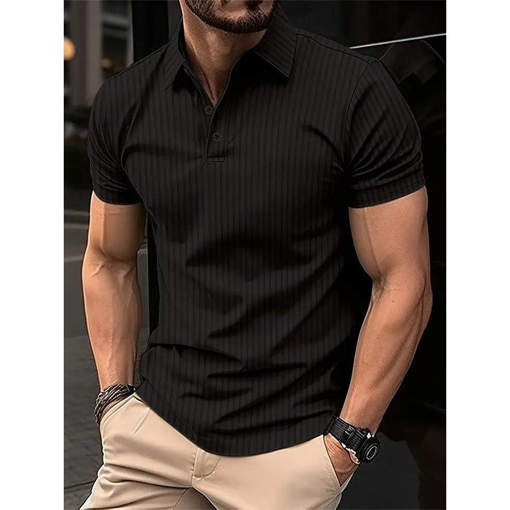 Casual Ribbed Short-Sleeve Shirt For Men