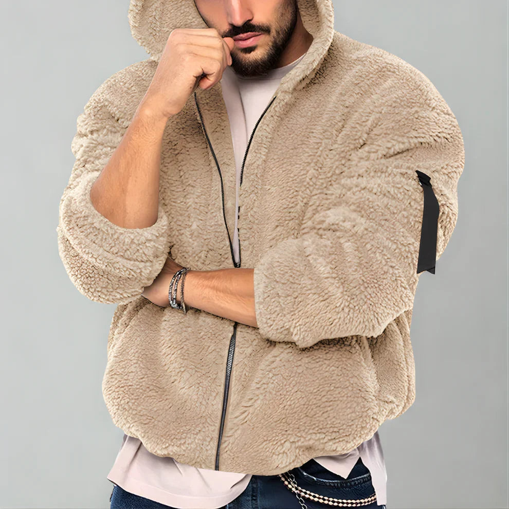 Men’s sherpa fleece jacket warm cosy zip-up – men