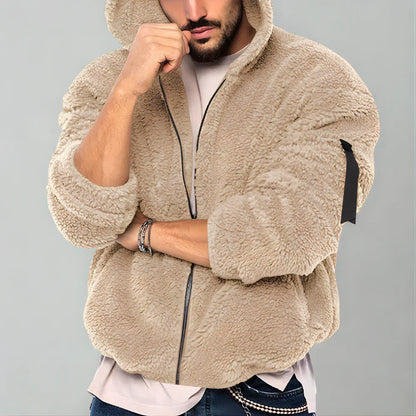 Men’s sherpa fleece jacket warm cosy zip-up – men
