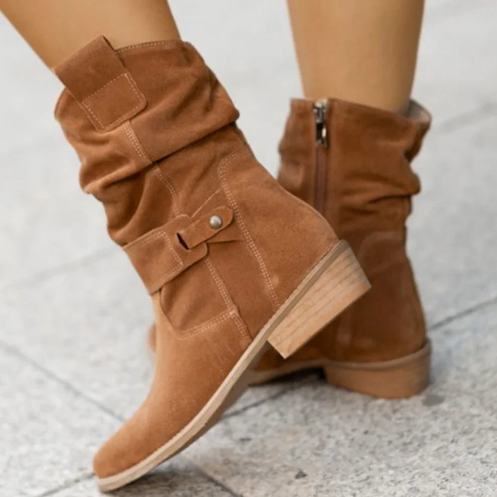 Women’s slouchy ankle boots suede mit riemen – women