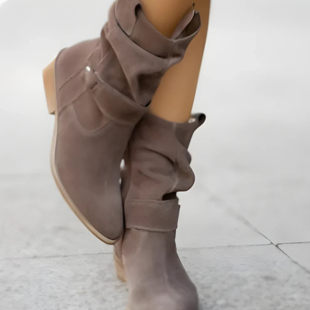 Women’s slouchy ankle boots suede mit riemen – women