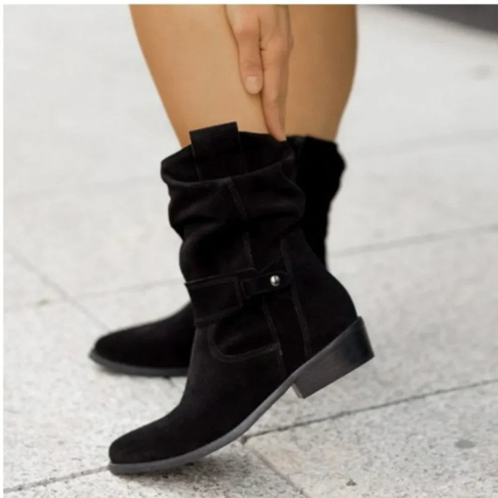 Women’s slouchy ankle boots suede mit riemen – women