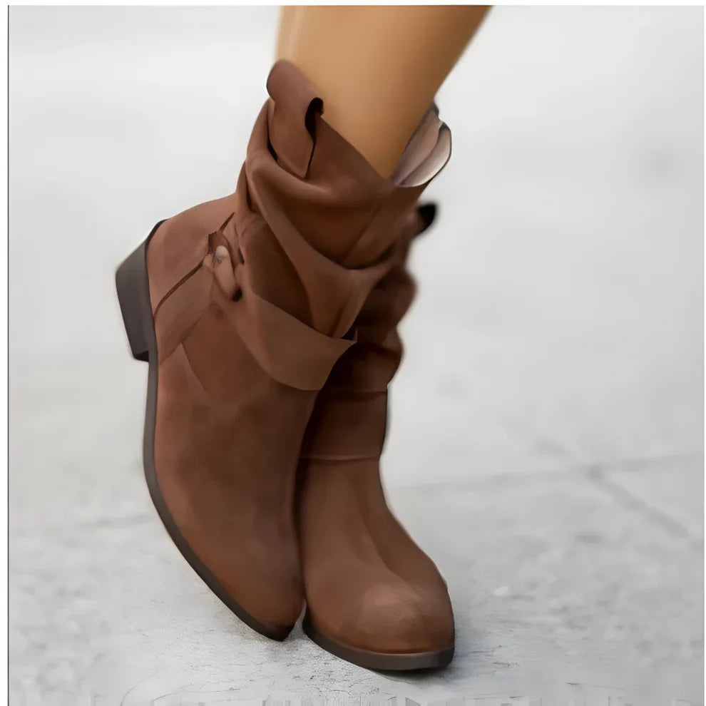 Women’s slouchy ankle boots suede mit riemen – women