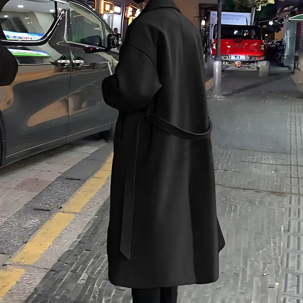 Men's long wool trench coat oversized with belt – men