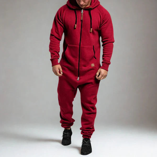 Men’s casual hooded jumpsuit full-zip – men