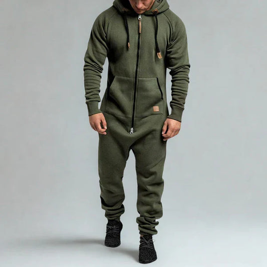 Men’s casual hooded jumpsuit full-zip – men