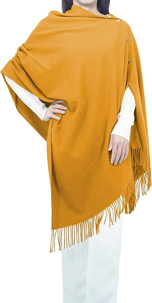 Elegant women's knitted poncho coat with buttons