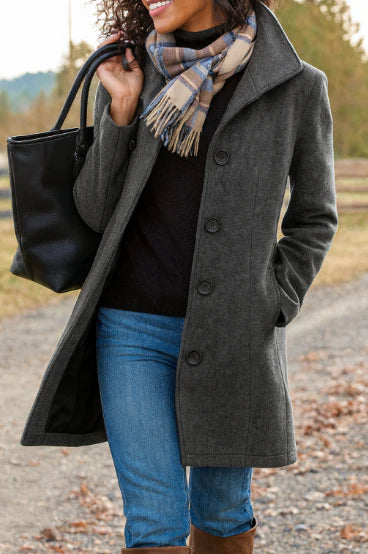 Long winter trench coat for women – elegant coat for cold days