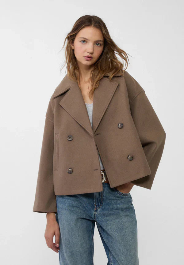 Short double-breasted coat for women – modern & structured look