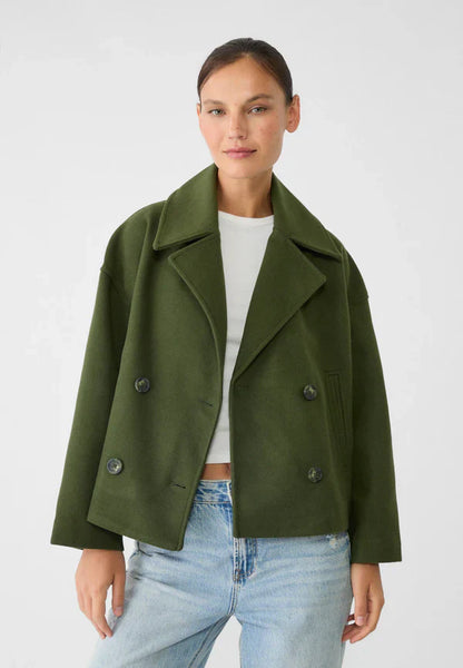 Short double-breasted coat for women – modern & structured look