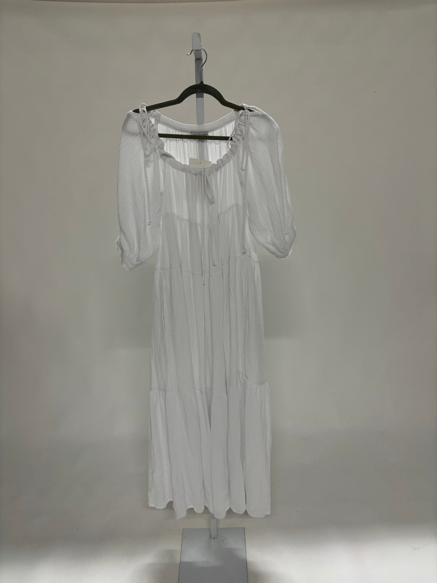 Goddess 100% Cotton Babydoll Maxi Dress in White