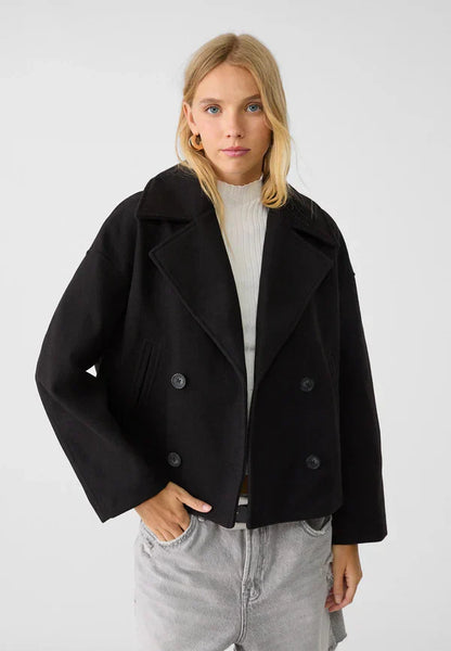 Short double-breasted coat for women – modern & structured look